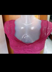 Maroon Lace Crop Top