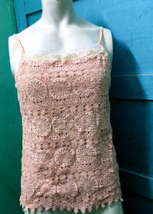 Peach Lace Tank Top
