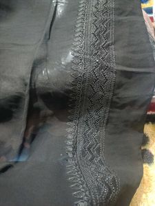 New Black Sequence saree with attached blouse piec