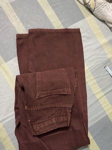 Brown Wide Leg Denim Jeans