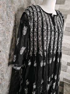 Black Georgette Anarkali with cotton inner