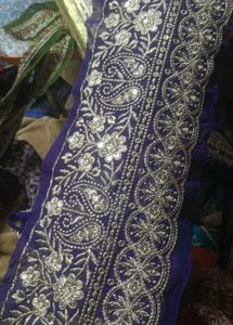 Embroidered Purple Border Fabric lace