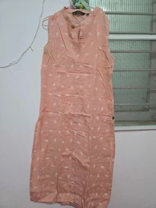 Women's Pink Printed Sleeveless Kurta