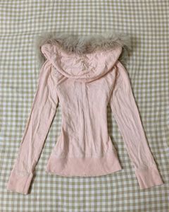 Y2k Vintage Pink Zip-Up Hoodie