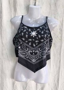 Black Bandana Print Crop Top