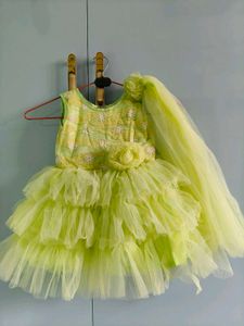 Girls' Lemon Yellow Tulle Party Dress
