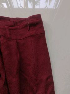 Stylish Maroon Skirt with Button Detail
