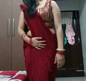 Maroon lycra drape ready to wear Saree
