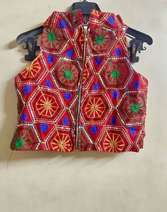 Embroidered Red Ethnic Blouse