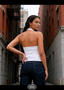 Shein Stylish White Halter Neck Top
