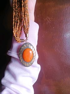 Beaded Orange Statement Necklace