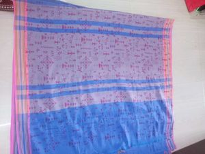 New Blue Pure Cotton Soft Saree