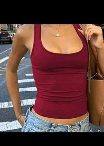 Maroon Ribbed Racerback Tank Top