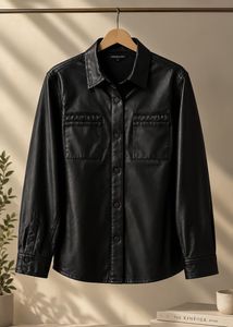 Large Size. Black Faux Leather Jacket