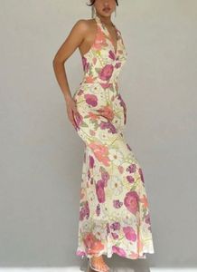Boho Floral Halter Maxi Dress