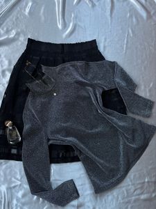 Sparkly Silver Turtleneck Top