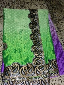 crape Gorgeous Green &amp; Purple Saree