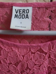 Vero Moda Pink Lace Sleeve Top