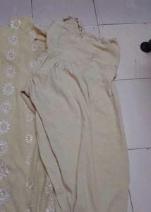 Cream Embroidered Kurta Set