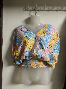 Colorful Smocked Cropped Top