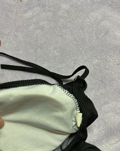 Stylish Black Ribbed Bikini 32-34
