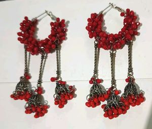Red Pearl Earrings Set