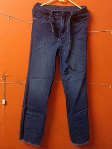 Dark Blue Wide Straight Leg Jeans
