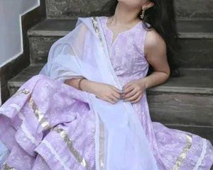 Elegant Lavender Anarkali Kurta Set