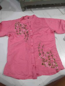 Pink Embroidered Kurta
