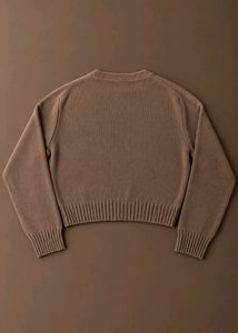 BROWN RIBBED CREW NECK SWEATER