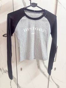 Grey &amp; Black "History" Baseball Tee