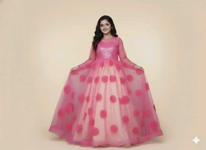 Girl's Fuchsia &amp; Peach Evening Gown party wear
