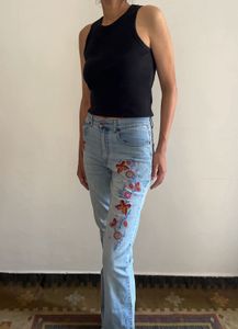 Y2k Embroidered bootcut jeans