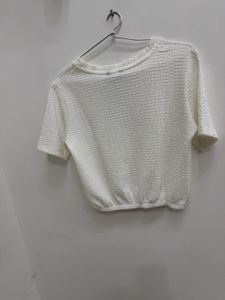 Shein White Textured Cropped Top&amp;tunic