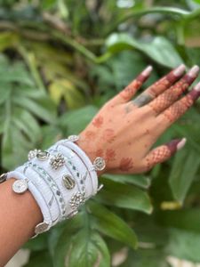 Elegant handmade White Bangle Set