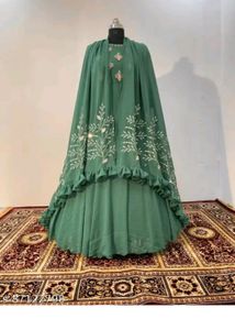 Green Embroidered Anarkali Dress
