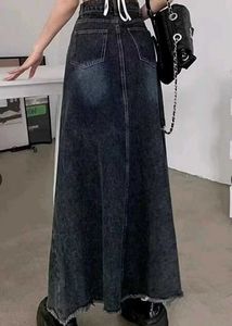 Dark Wash Denim Maxi Skirt