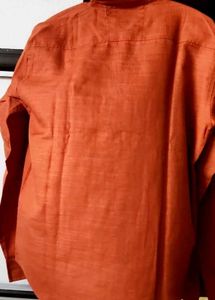 Men's Burnt Orange Linen Shirt