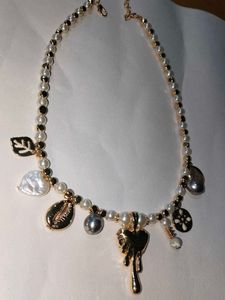 Pearl &amp; Charm Necklace (anti tanish)