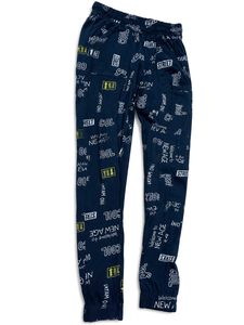 chic navy blue graphic pants