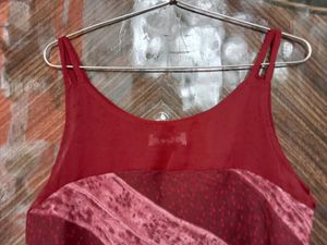 Maroon Velvet Striped Camisole Top