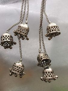 Boho Silver Jhumka Earrings