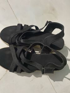 Black Strappy Flat Sandals