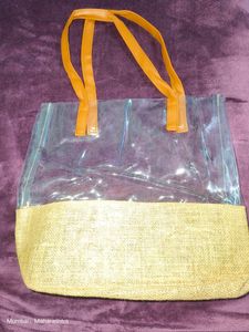 Trendy Clear Jute Tote Bag