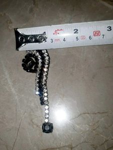 Sparkling Black &amp; Clear Rhinestone Brooch