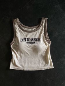 Cream "UNBIASED" Graphic Tank Top (padded)
