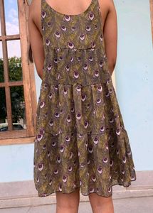Boho Tiered Peacock Print Dress