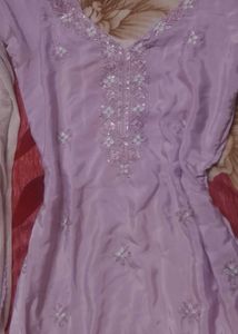 Elegant y2k Lavender Kurta Set with Sequins