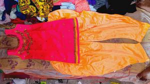 Pink &amp; Orange Embroidered Patiala Salwar Suit