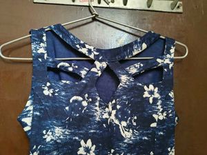 Blue &amp; White Floral Print Dress for 13-15 year old